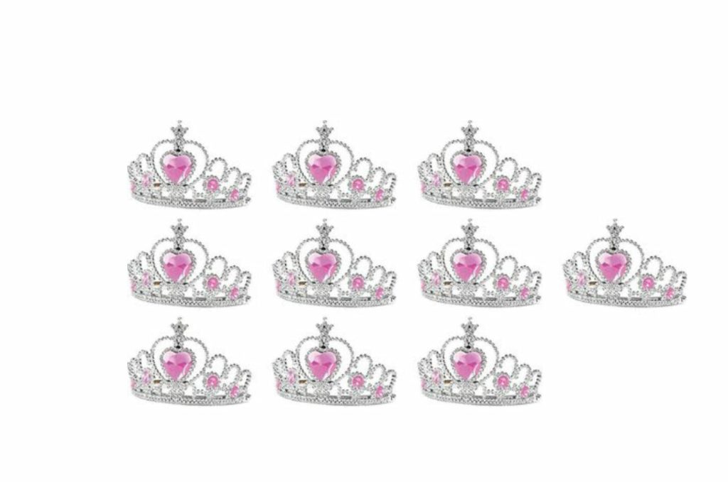 Prinsessen Tiara - Kroon - 10-pack - Traktatie - Verjaardag Kind - Verkleedkleren Meisje - Roze - Afbeelding 3