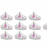Prinsessen Tiara - Kroon - 10-pack - Traktatie - Verjaardag Kind - Verkleedkleren Meisje - Roze